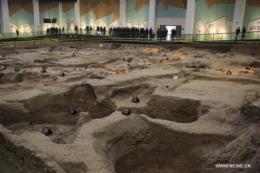 Tourists visit the Ruguanyao kiln site in Qingliangsi Village of Baofeng County, central China's Henan Province, Jan. 16, 2017. Tourists visit the Ruguanyao kiln site in Qingliangsi Village of Baofeng County, central China's Henan Province, Jan. 16, 2017.