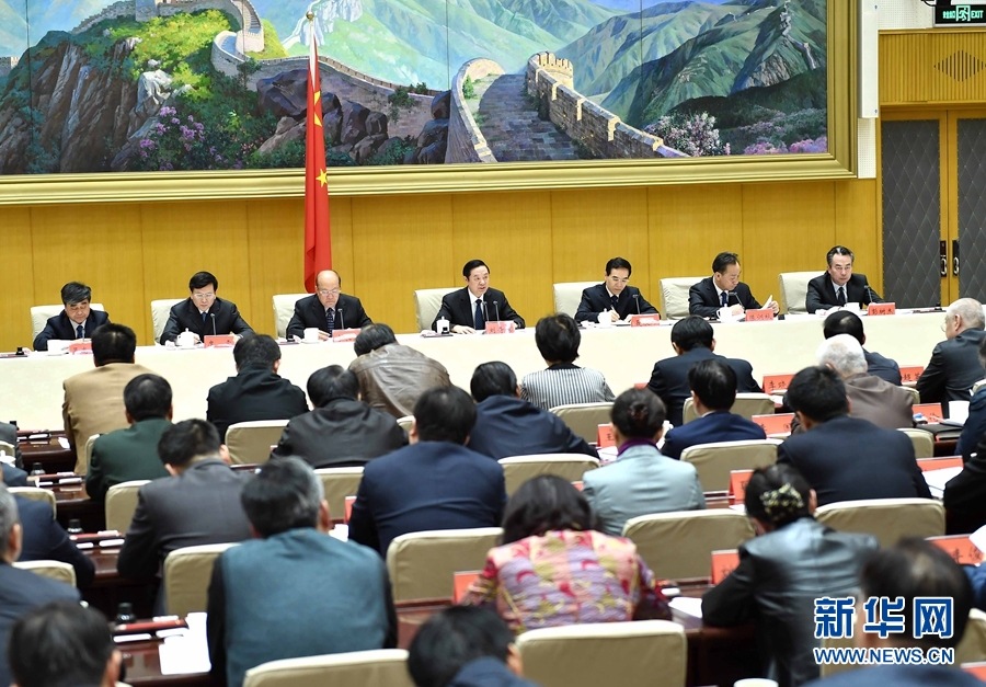 1月13日，中共中央政治局委員、中宣部部長、全國“掃黃打非”工作小組組長劉奇葆在北京出席第三十次全國“掃黃打非”工作電視電話會議。新華社記者 李濤 攝