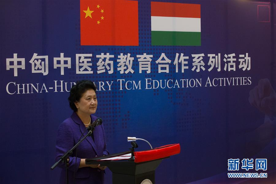 6月18日，在匈牙利布達(dá)佩斯，中國(guó)國(guó)務(wù)院副總理劉延?xùn)|出席中匈中醫(yī)藥教育合作系列活動(dòng)時(shí)講話。中國(guó)國(guó)務(wù)院副總理劉延?xùn)|18日在布達(dá)佩斯考察匈牙利塞梅爾維斯醫(yī)科大學(xué)并出席中匈中醫(yī)藥教育合作系列活動(dòng)。 新華社發(fā)（弗爾季·奧蒂洛攝）