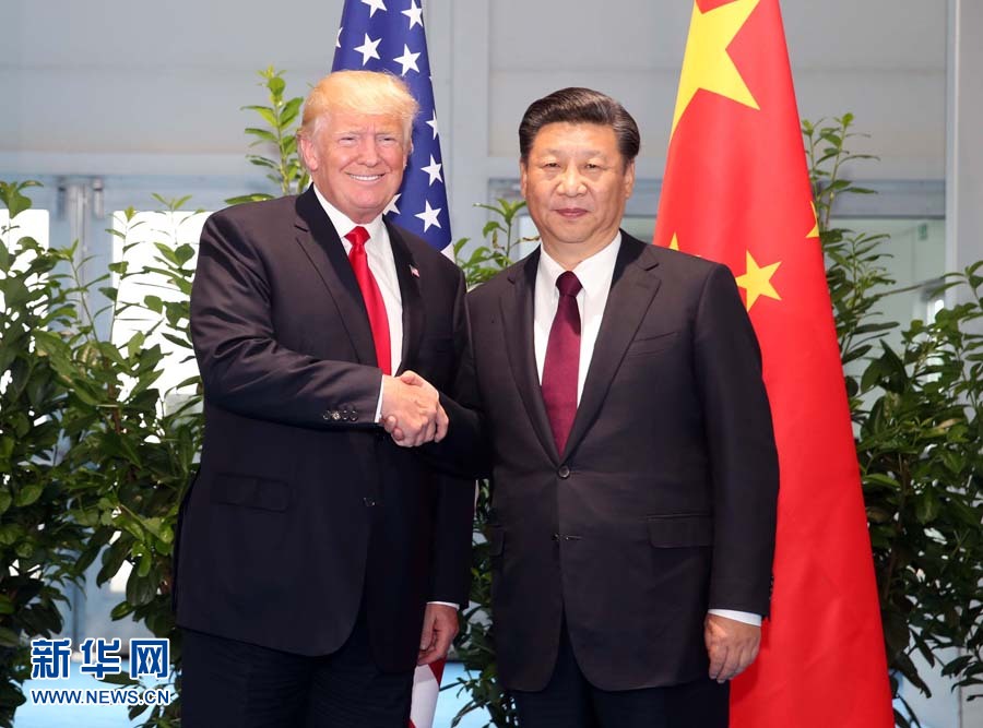 7月8日，國家主席習(xí)近平在二十國集團(tuán)領(lǐng)導(dǎo)人漢堡峰會(huì)閉幕后會(huì)見美國總統(tǒng)特朗普，就中美關(guān)系及共同關(guān)心的重大國際和地區(qū)問題深入交換意見。新華社記者 姚大偉 攝
